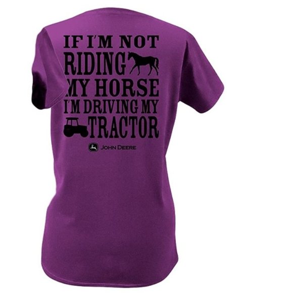 Womens JOHN DEERE If I'm Not Riding Horse Driving Tractor T-Shirt   XL XXL NWT - Picture 3 of 4